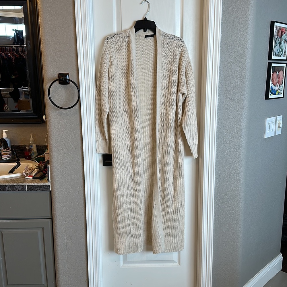 RDI small duster cardigan cream knit ribbed